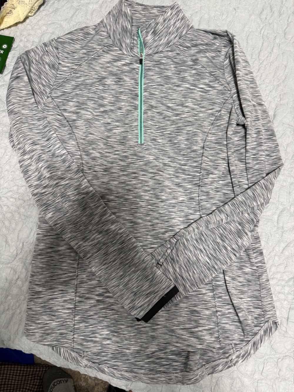 Zero Restriction - Women’s Grey Quarter-Zip Performance Top with Mint Trim